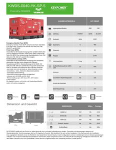 Stromerzeuger KWDS-0040-YK-SP-5 KEYPOWER 40KVA Stage 5