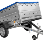 Autotransportanhänger 200×125 UNITRAILER GARDEN 201 KIPP mit BIS-Seitenwänden und blauer Plane