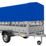 Autotransportanhänger auf Blattfedern 264×125 UNITRAILER GARDEN 264/R KIPP mit Gitterwänden, H-800 Rahmen