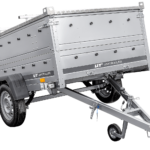 Einachsiger Anhänger auf Blattfedern 230×125 UNITRAILER GARDEN 230/R KIPP mit BIS-Seitenwänden und Aluminiumabdeckung