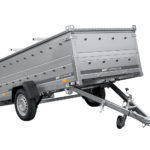 Einachsiger Anhänger auf Blattfedern 264×125 UNITRAILER GARDEN 264/R KIPP mit BIS-Seitenwänden und Aluminiumabdeckung