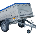 Kippbarer Pkw Anhänger GARDEN TRAILER 200 KIPP mit zusätzlichen Bordwänden, Stützrad und Flachplane – Flache