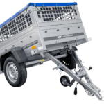 Kompakter Anhänger Garden Trailer 150 KIPP 150×106 cm 750 kg mit Laubgitteraufsatz