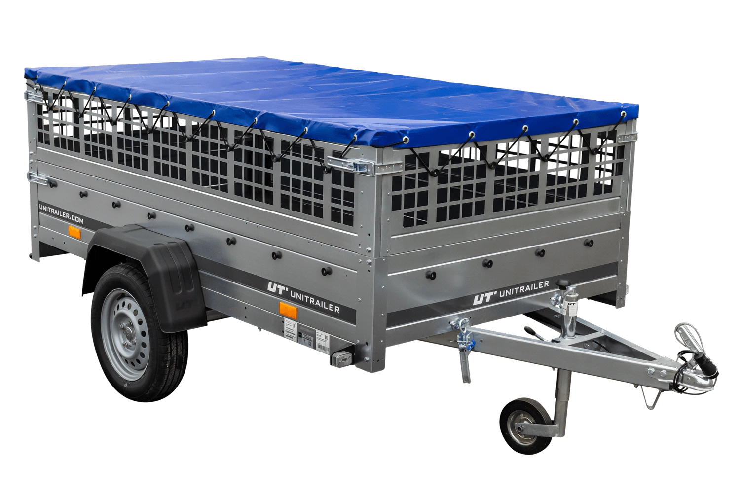 ger_pl_Leichter-Anhanger-auf-Blattfedern-230×125-UNITRAILER-GARDEN-230-R-KIPP-mit-Gitterwanden-H-0-Rahmen-und-blauer-Plane-15318_4.png Leichter Anhänger auf Blattfedern 230×125 UNITRAILER GARDEN 230/R KIPP mit Gitterwänden, H-0-Rahmen – Bild 1