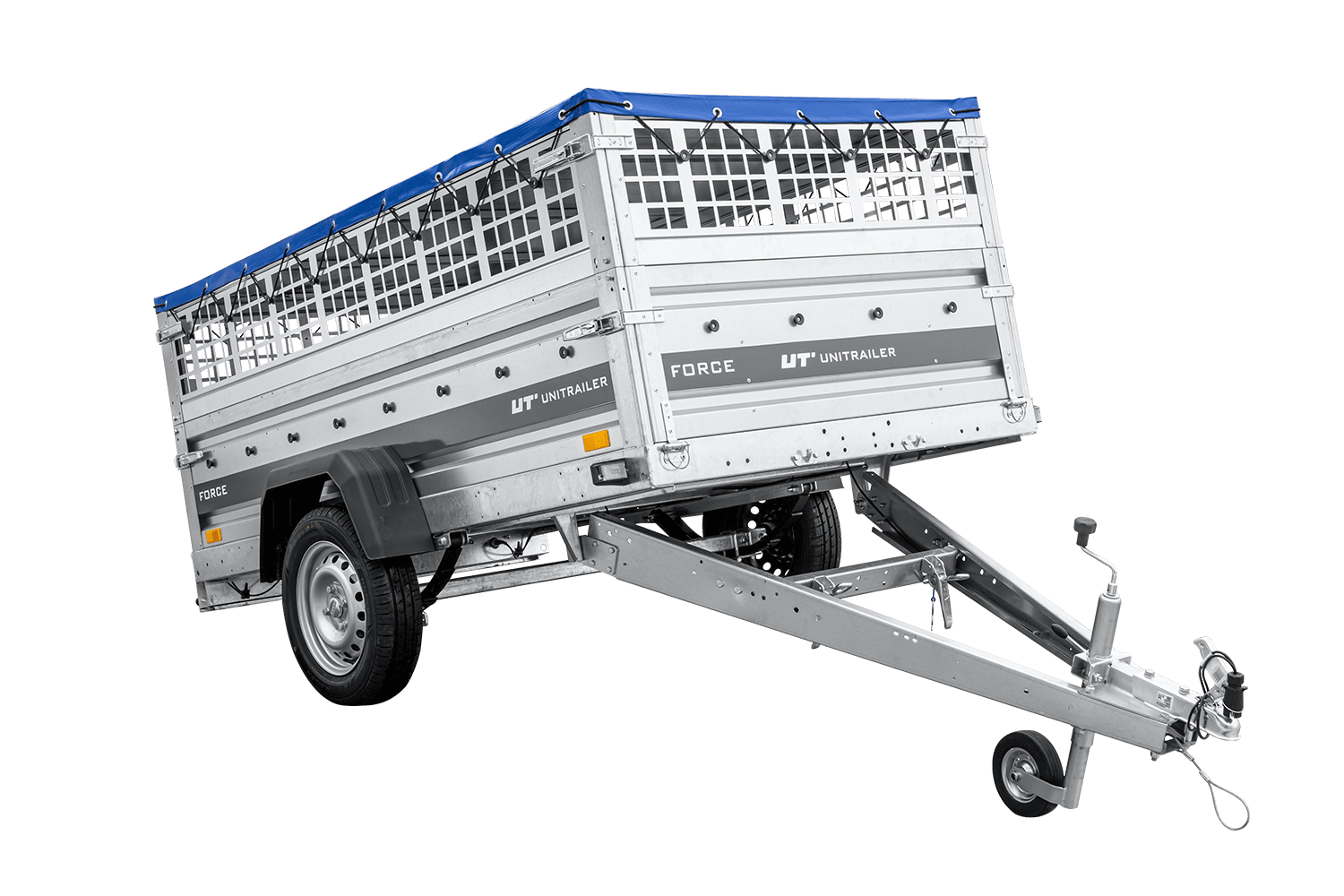 ger_pl_Leichter-Anhanger-auf-Federn-230×125-UNITRAILER-FORCE-230-R-KIPP-mit-Gitterwanden-H-0-Rahmen-und-blauer-Plane-16197_5.png Leichter Anhänger auf Federn 230×125 UNITRAILER FORCE 230/R KIPP mit Gitterwänden, H-0-Rahmen – Bild 1