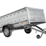 PKW-Anhänger 264×150 UNITRAILER GARDEN 265 KIPP mit zusätzlichen Bordwänden, H-0-Rahmen und grauer Plane