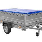 Unitrailer GARDEN TRAILER 230 FD Pkw-Anhänger mit Stützrad, zusätzlichen Bordwänden und blauer Plane