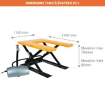 Elektrischer U-Hubtisch – Max. Hubhöhe 760 mm – Max. Tragfähigkeit 1000 kg – Bild 2