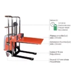 Halbelektrischer Stapler – Max. Hubhöhe 1700 mm – Max. Tragfähigkeit 400 kg – Bild 3