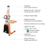 Halbelektrischer Stapler – Max. Hubhöhe 1700 mm – Max. Tragfähigkeit 100 kg – Bild 3