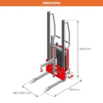 Halbelektrischer Stapler mit Ausleger – Max. Hubhöhe 1400 mm – Max. Tragfähigkeit 150 kg – Bild 2