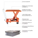 Manueller Hubtisch mit Kugelplatte – Max. Hubhöhe 1000 mm – Max. Tragfähigkeit 500 kg – Bild 3