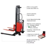Halbelektrischer Stapler 1T – Umrahmende Langträger – Max. Hubhöhe 2500 mm – Bild 3